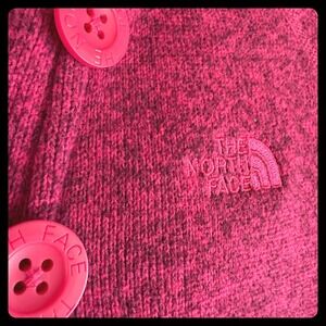 The North‎ Face Fleece Pullover Hoodie Button Neck Raspberry Pink Small